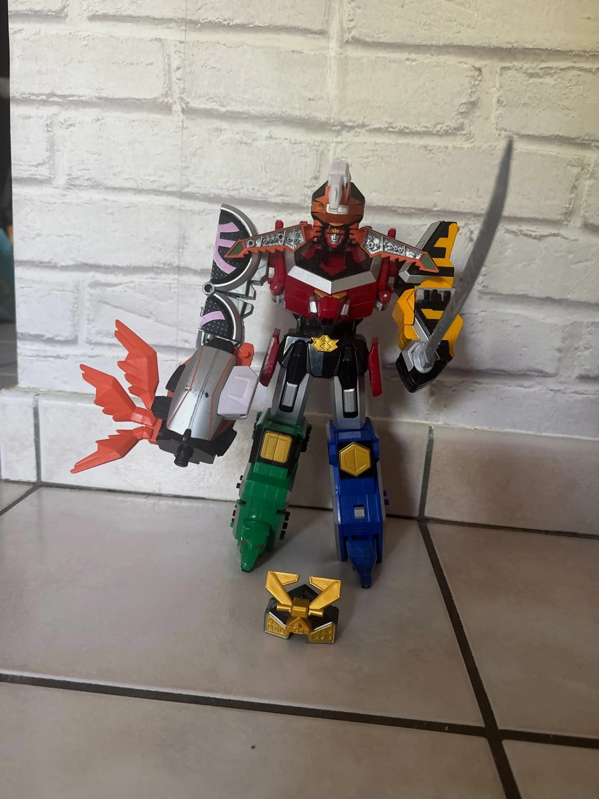 Power Rangers Samurai Sentai Shinkenger DX Shinken Megazord Bandai 2010avec extension Scarabée – taille Taille unique