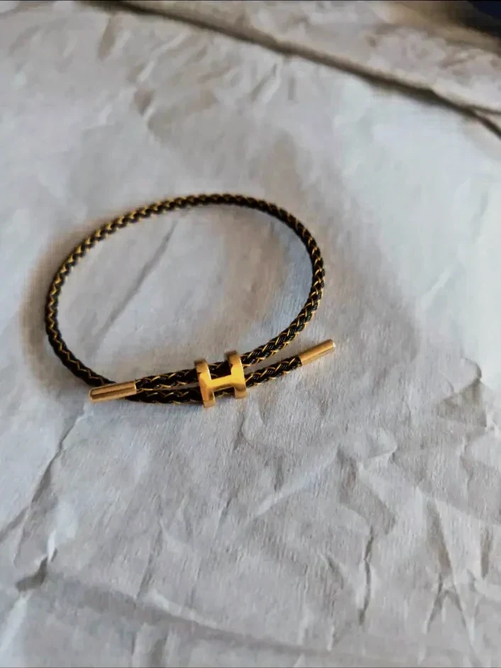 Bracelet tressé cuir doré