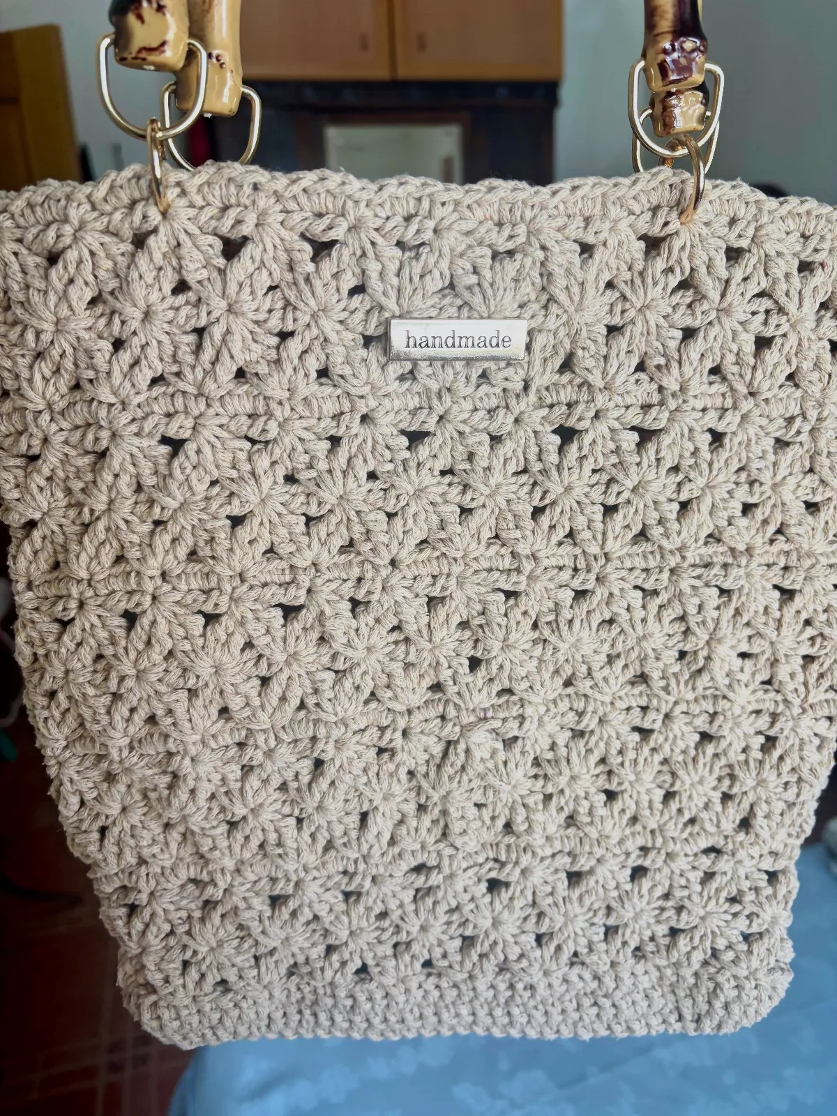 Bolso de mano artesanal de crochet – Mano – beige 9