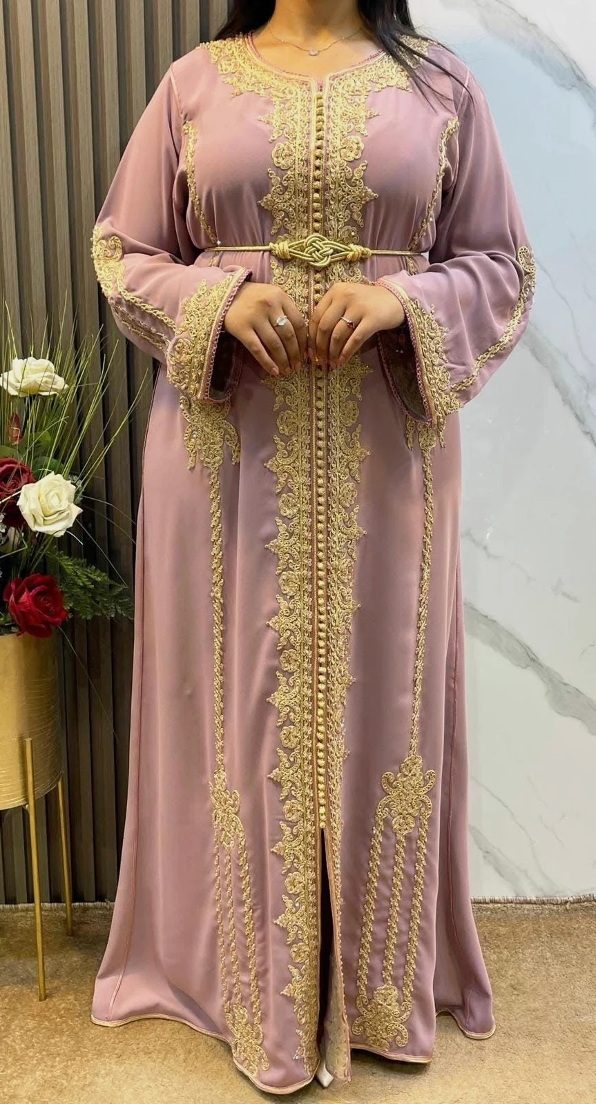 Caftan crêpe de soie original Ave ceinture S/M