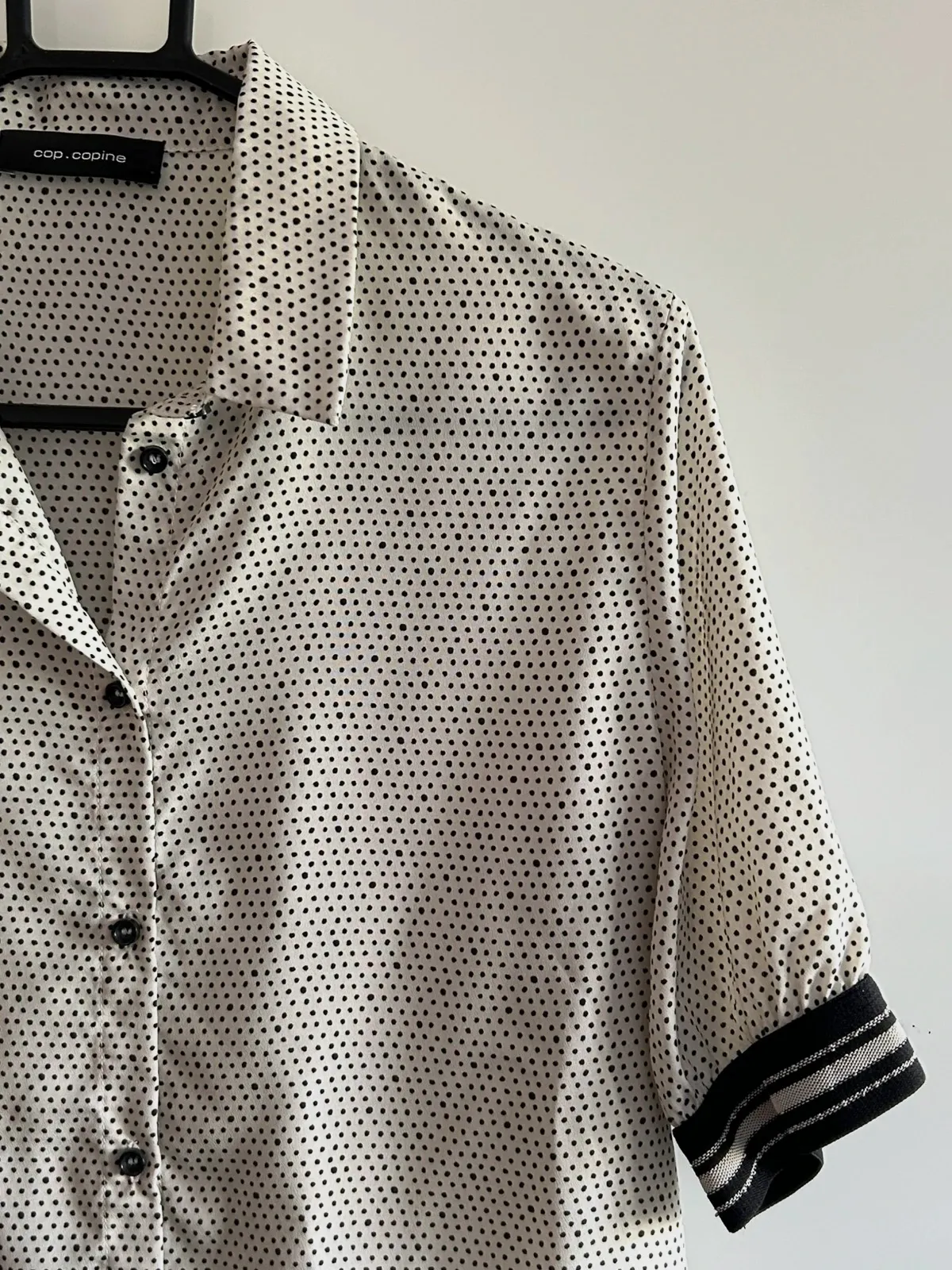 Blouse Cop Copine T36 satinée fluide chic tendance blanc cassé noir – Cop Copine – taille S / 36 / 8 3
