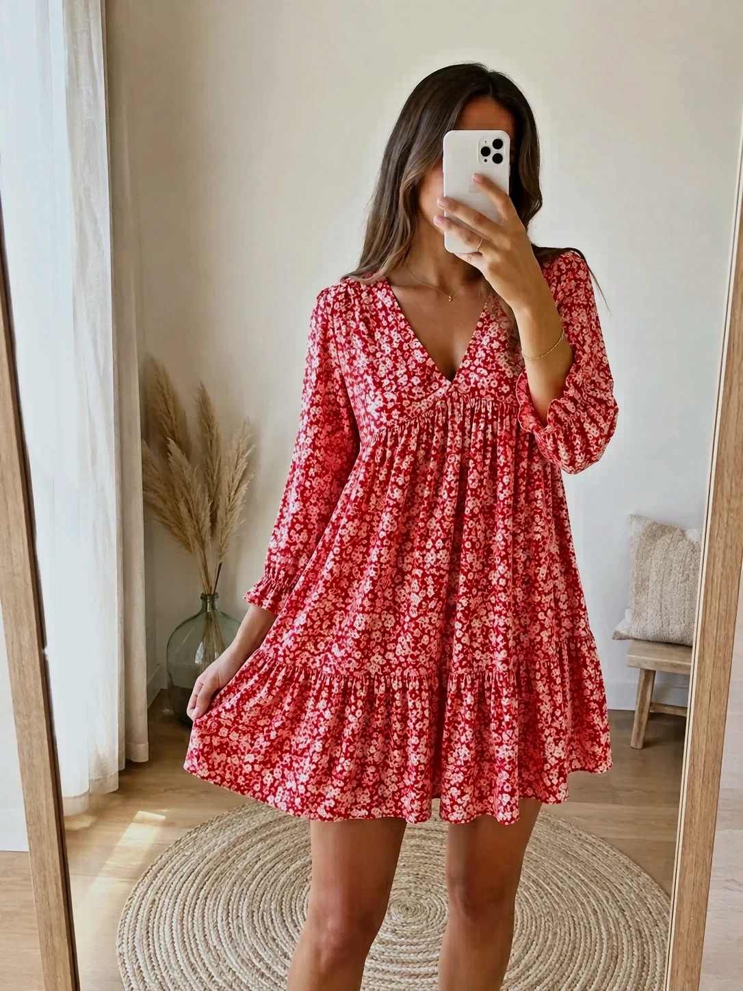 Robe Vintage Love rouge fleurie
