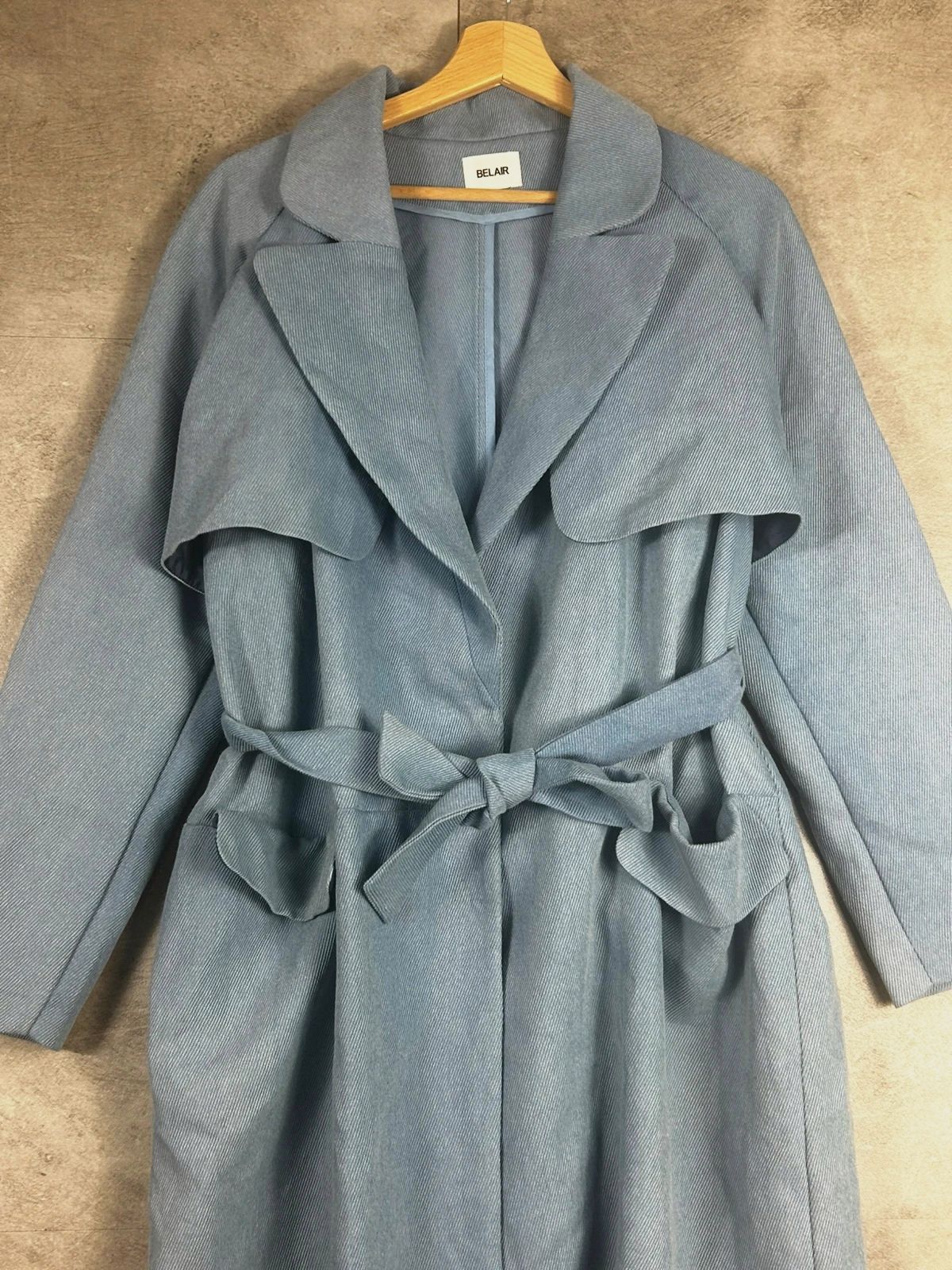 Bel Air femme manteau Malice taille 3 40 L trench long oversize coton bleu ciel Made in France – Belair – taille L / 40 / 12 2