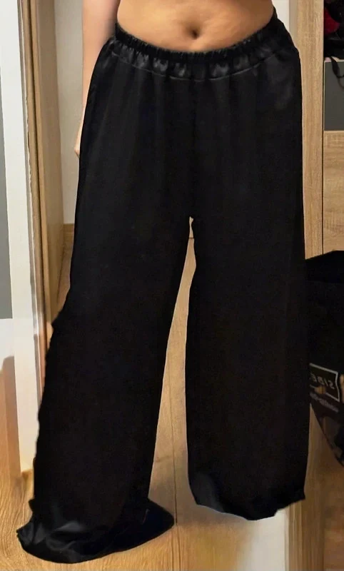 Pantalon noir large et fluide à taille élastique – Made In Italy – taille Taille unique
