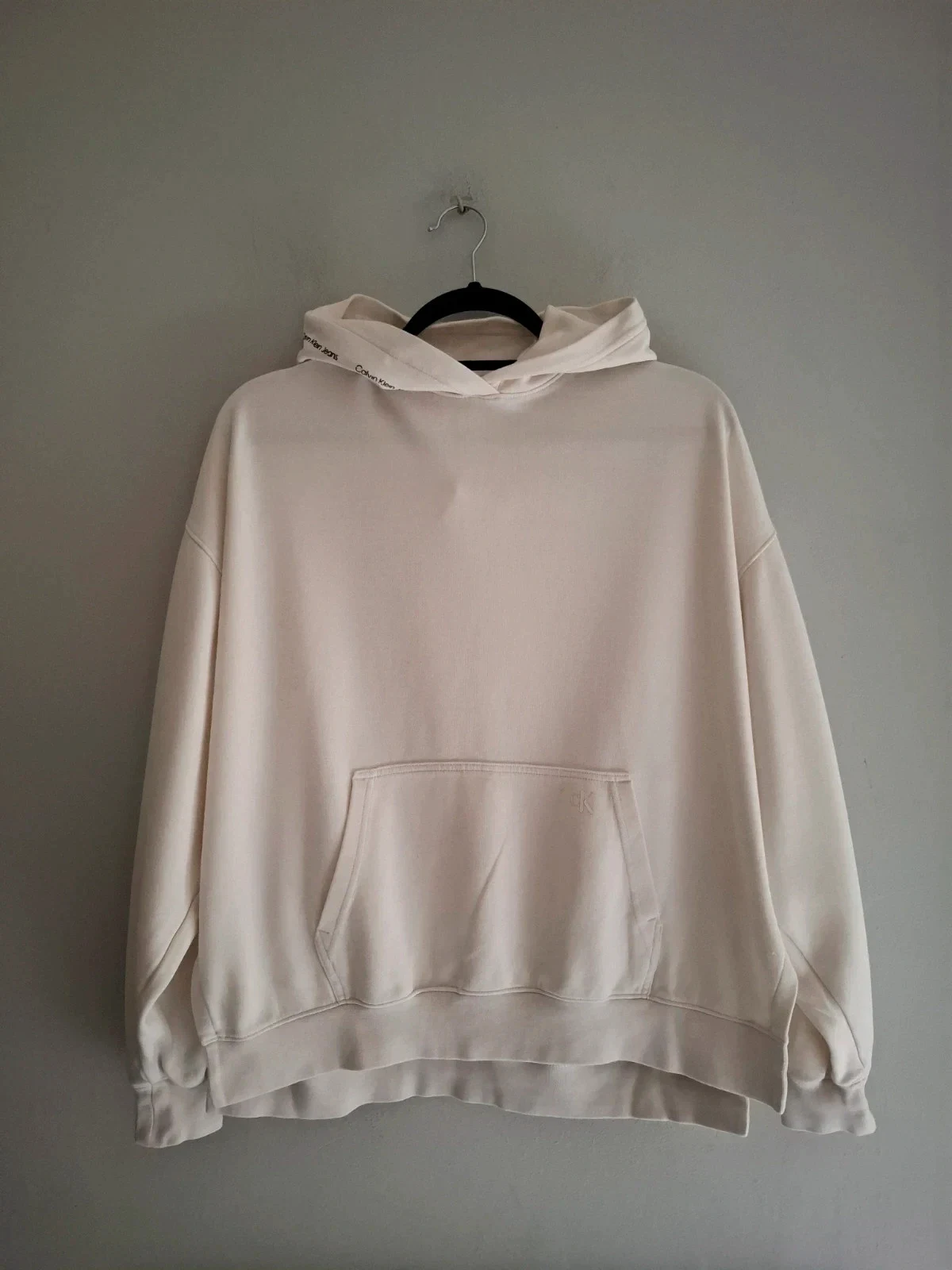 Sudadera con Capucha Calvin Klein Jeans Blanca - Talla S (Oversize)