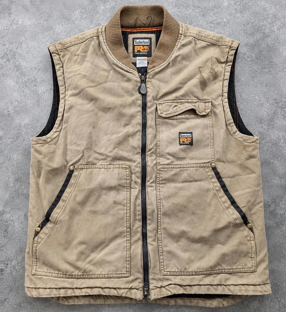 Timberland PRO Series gilet workwear canvas vintage 2009 XL patiné