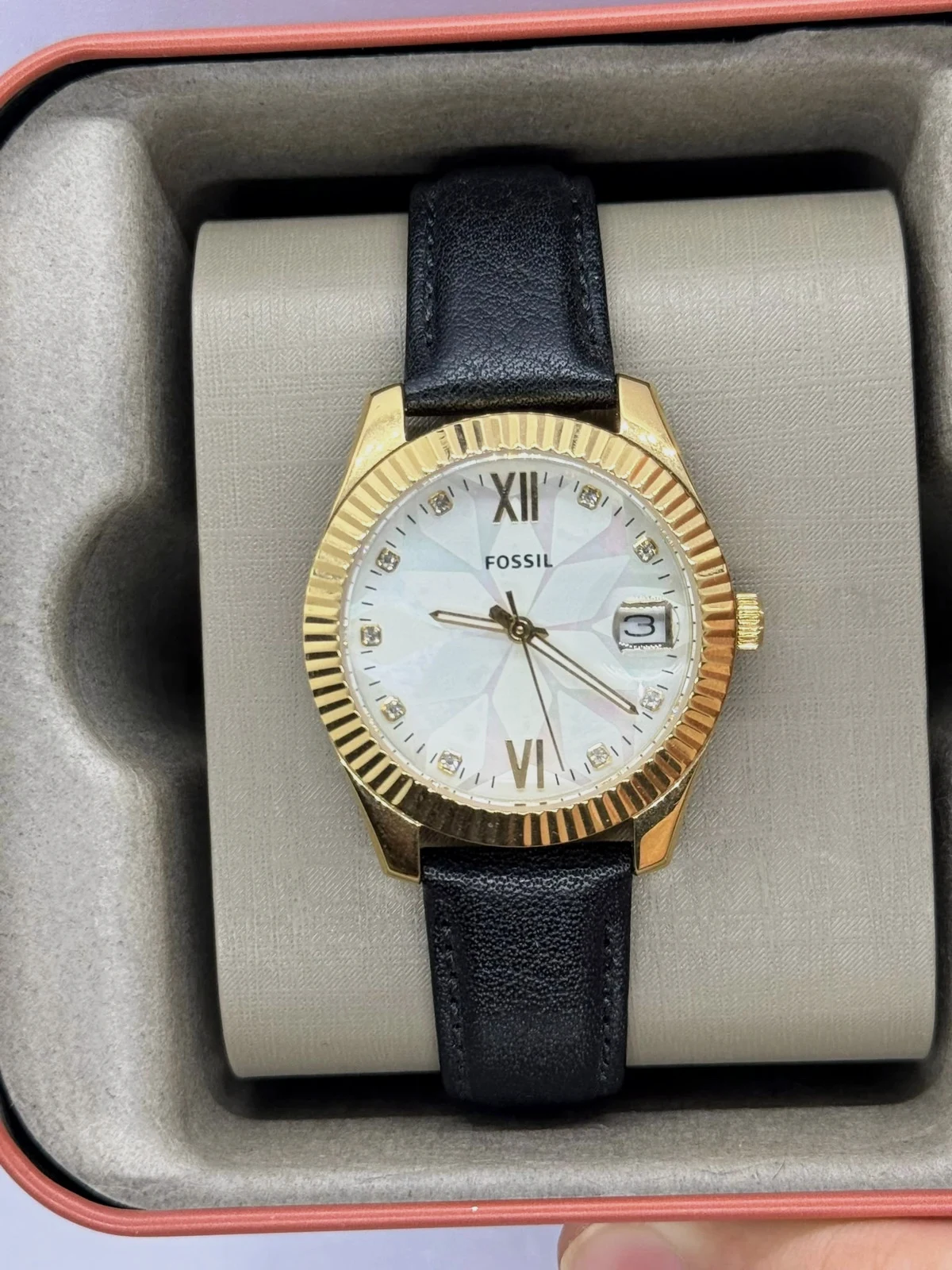 Superbe Montre Femme Fossil _ Dorée & Cadran Nacre _Excellent État
