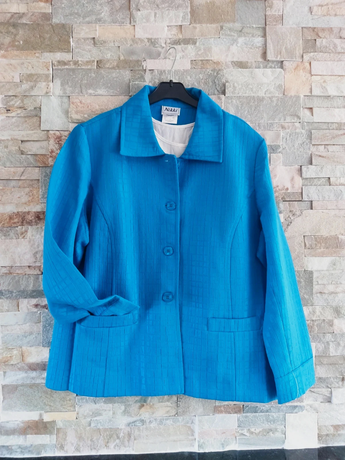 🔥 Blazer con relieves y brillos color azul
