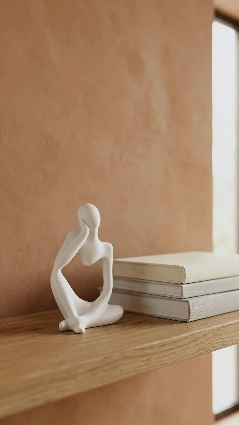 Statuette penseur moderne en résine blanche – Atelier des minots 3
