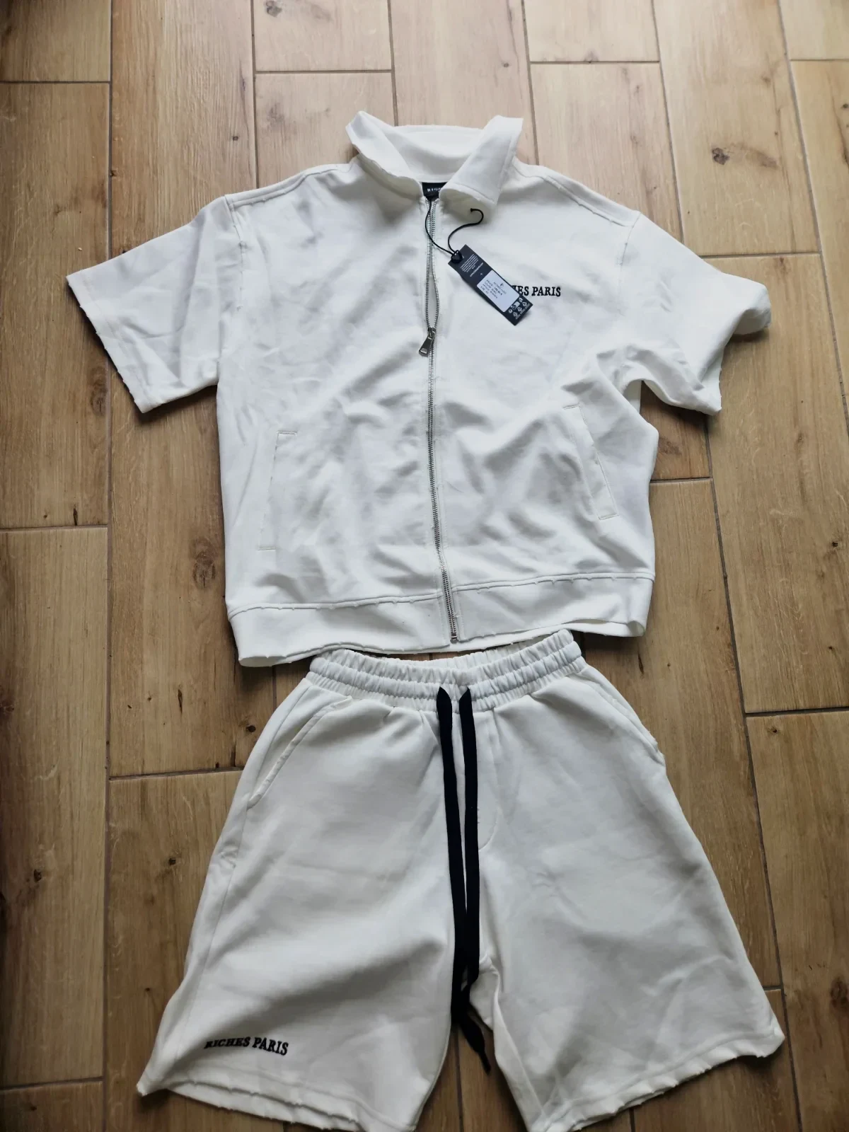 Survêtement blanc col polo manches courtes