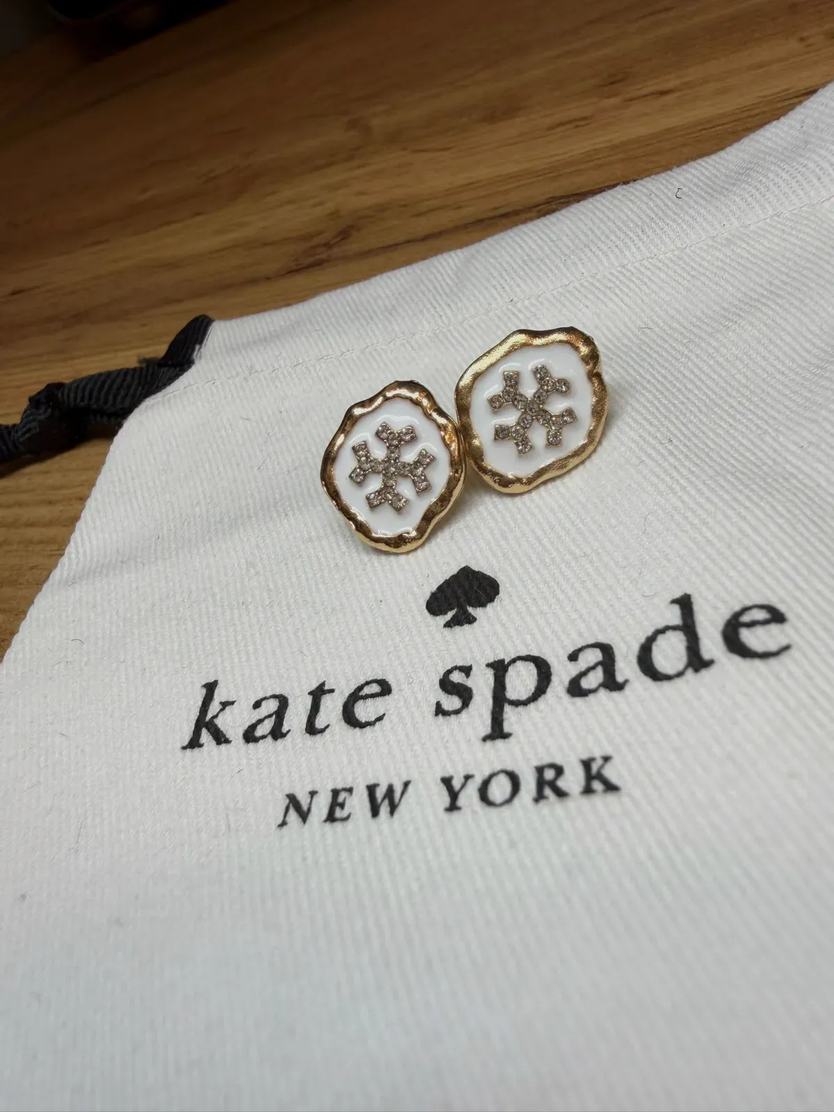Boucles d'oreilles Kate Spade flocon strass – kate spade – blanc et doré – taille Taille unique 6