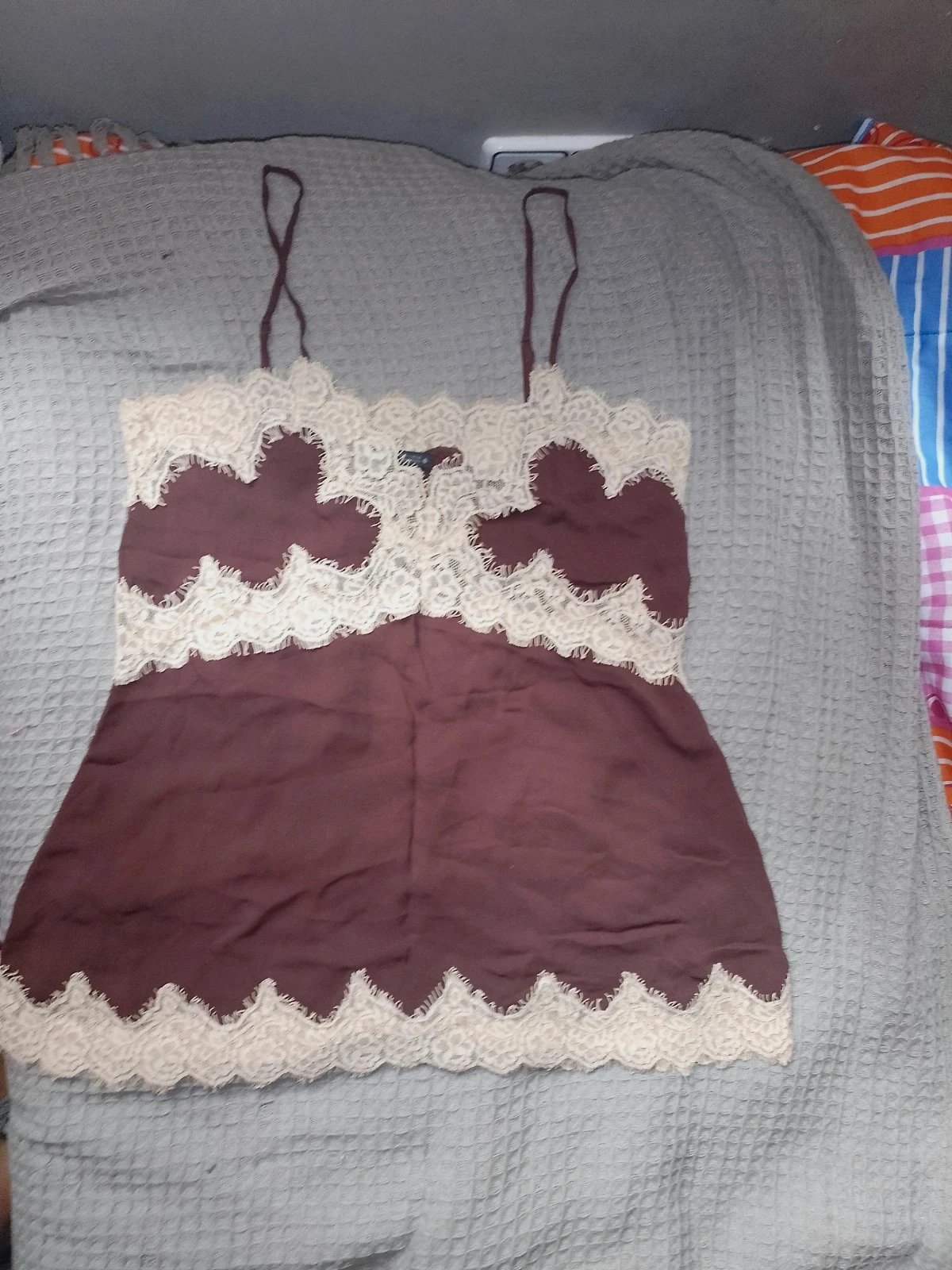 Zara brown and beige lace slip top – Zara – taille L / 40 / 12