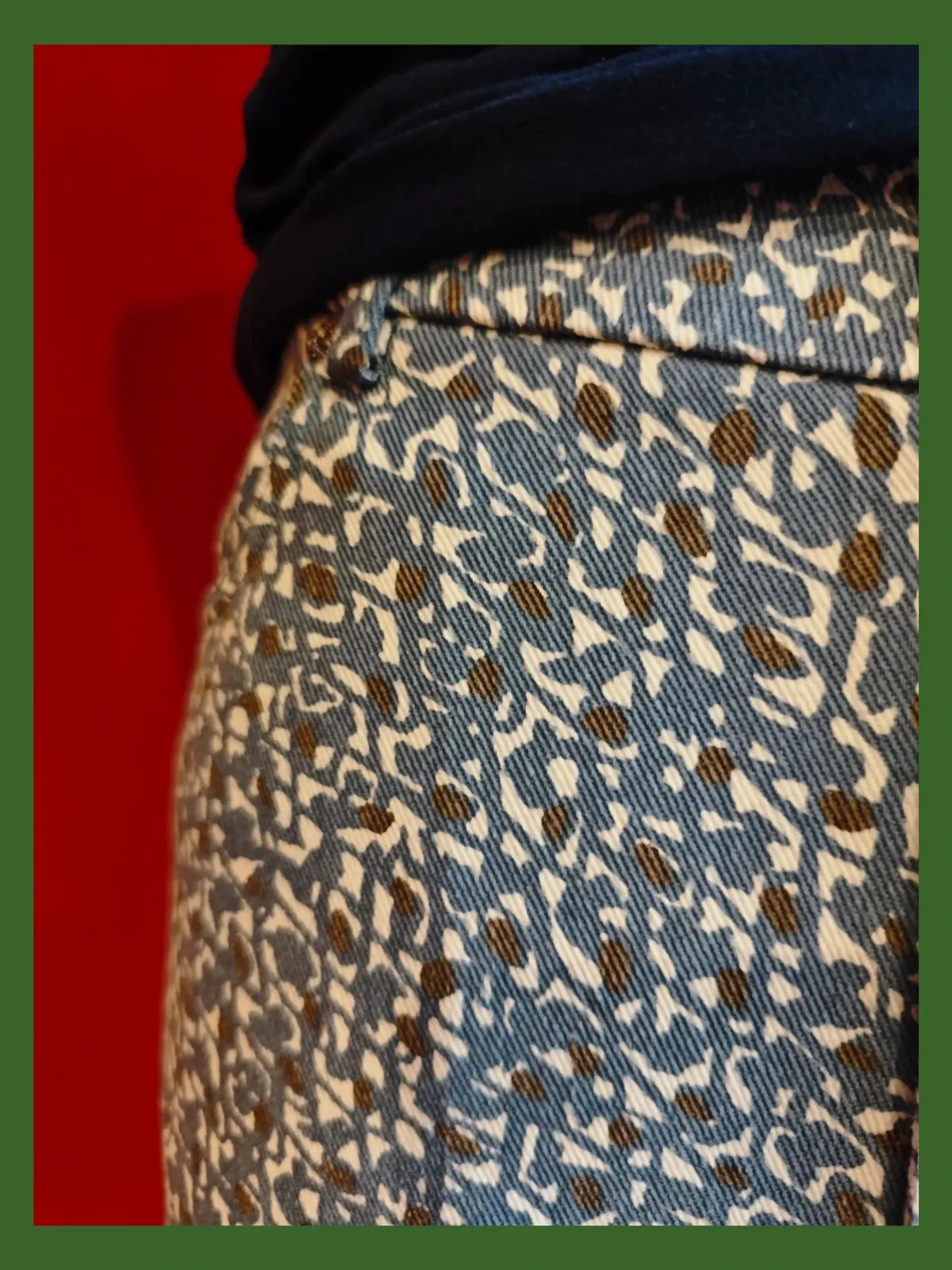 🌺 Pantalón pitillo de algodón elástico tonos azul, blanco y marrón, talla L – Miss Lady – taille L / 40 / 12 2