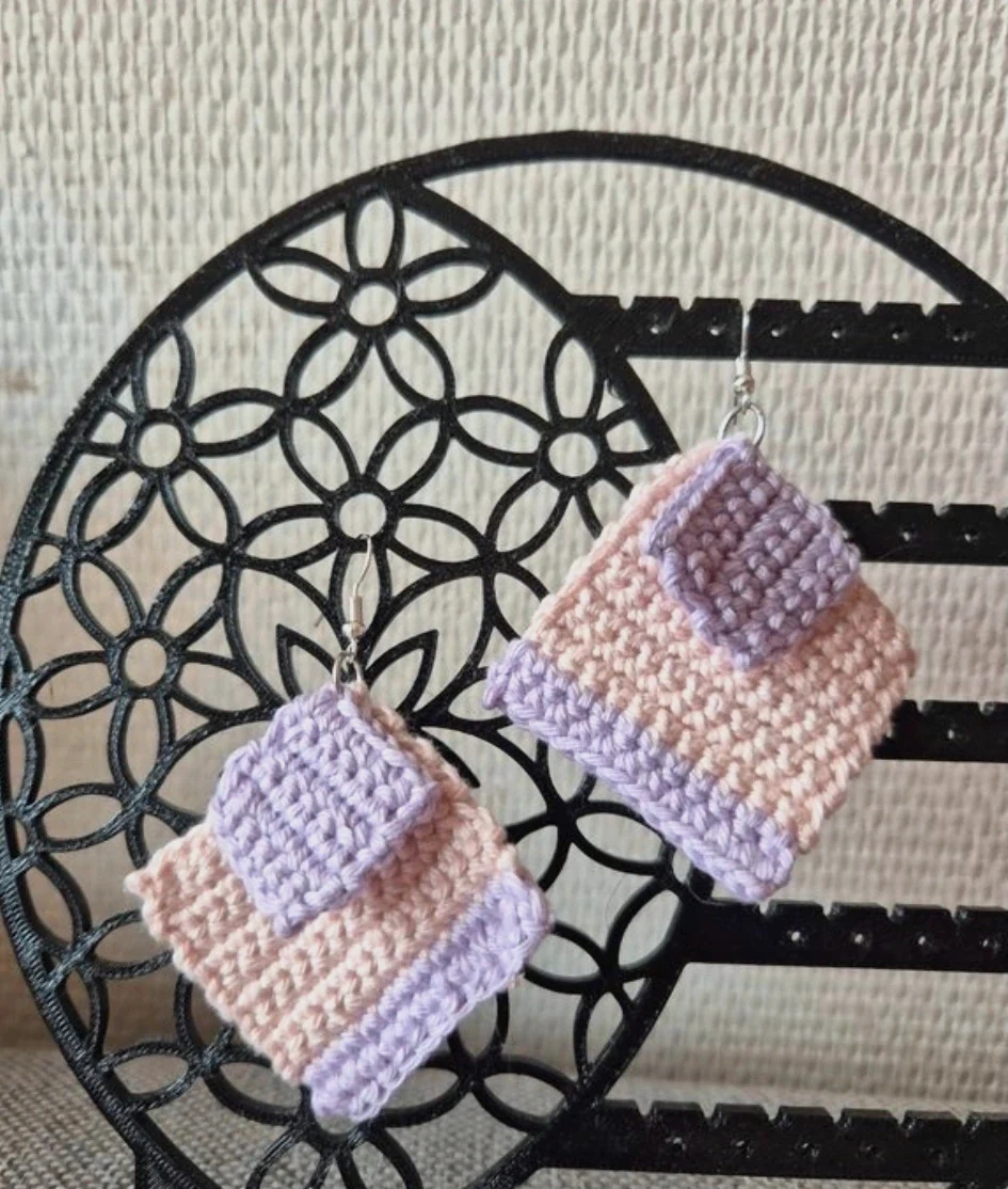 Boucles oreilles rose et lilas