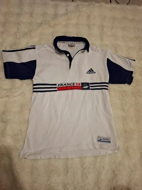 Polo Vintage Coupe du Monde Adidas France 98 (Licence Officielle) T.XS