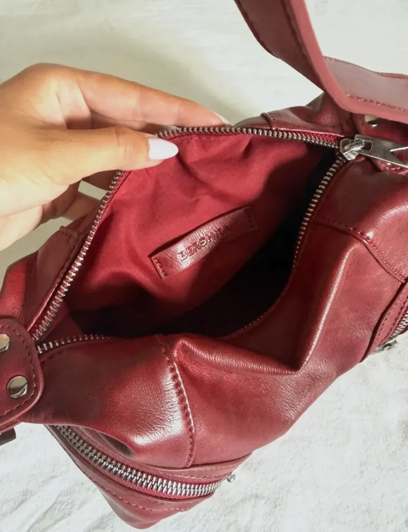 Sac à main rouge bordeaux cuir – tendance – rouge bordeaux – taille Taille unique 3