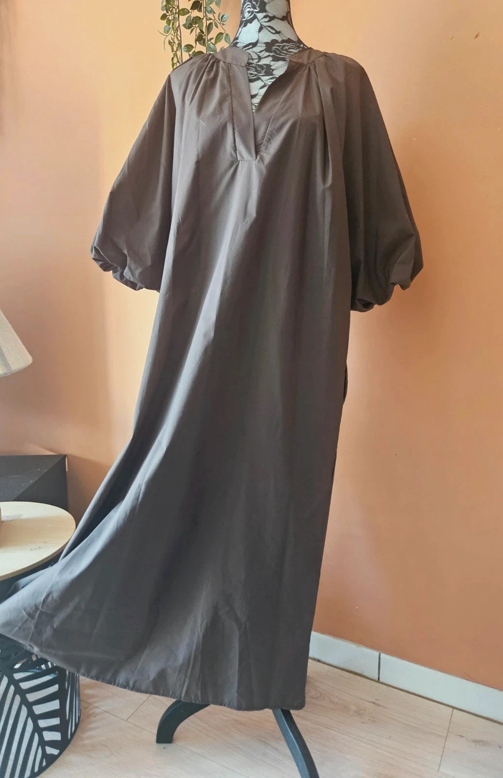 Robe longue 100%coton manches ballon/bouffantes – Boutique Parisienne – taille XXL / 44 / 16