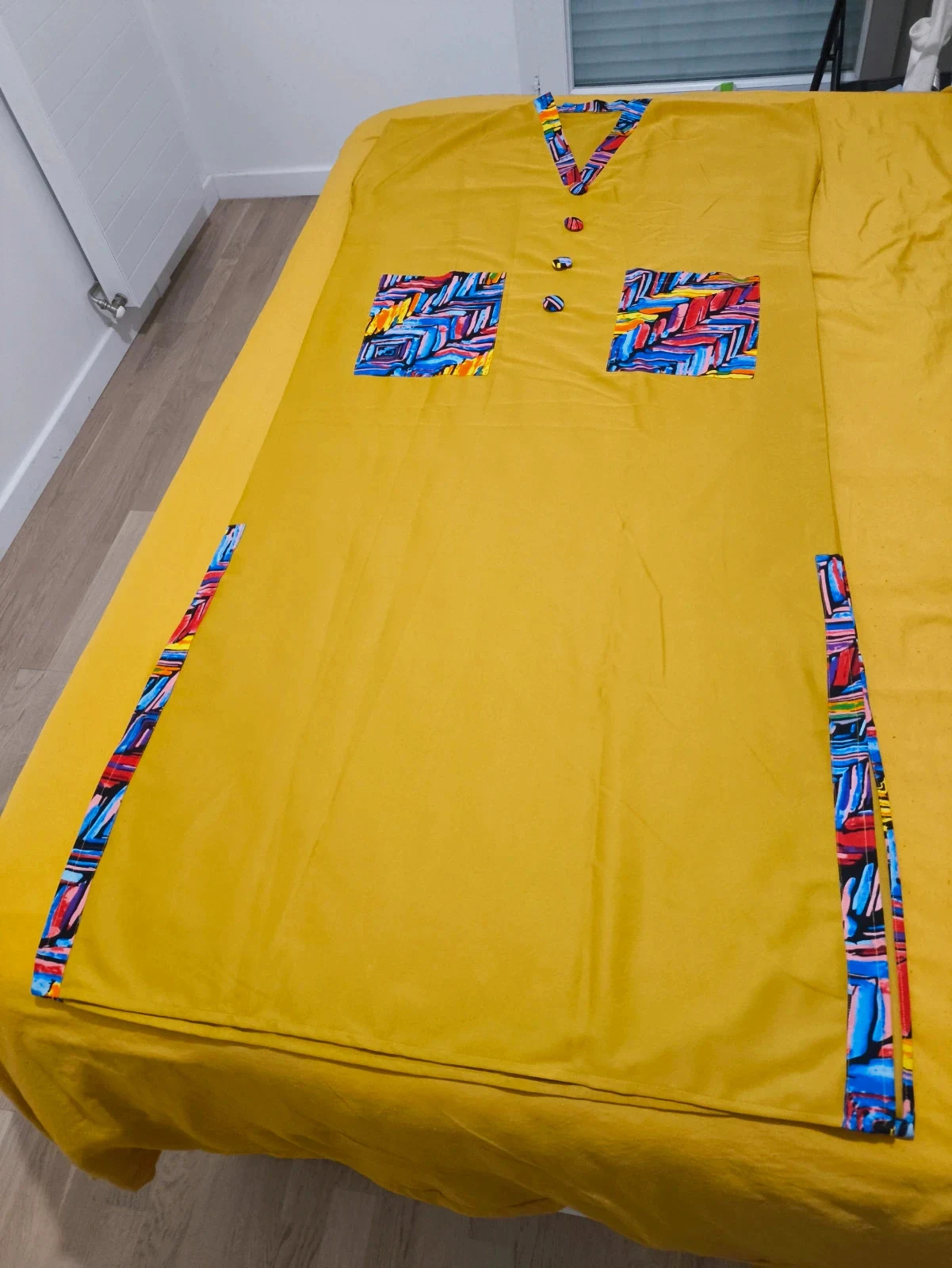 Robe longue jaune moutarde – style africain chic – taille unique – taille Taille unique