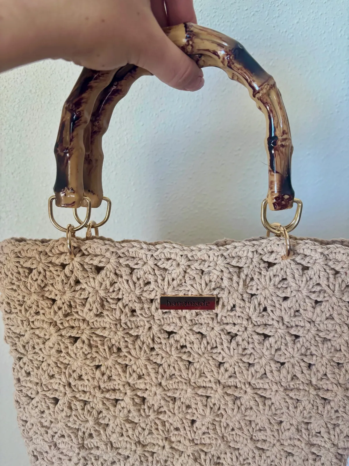 Bolso de mano artesanal de crochet – Mano – beige 7
