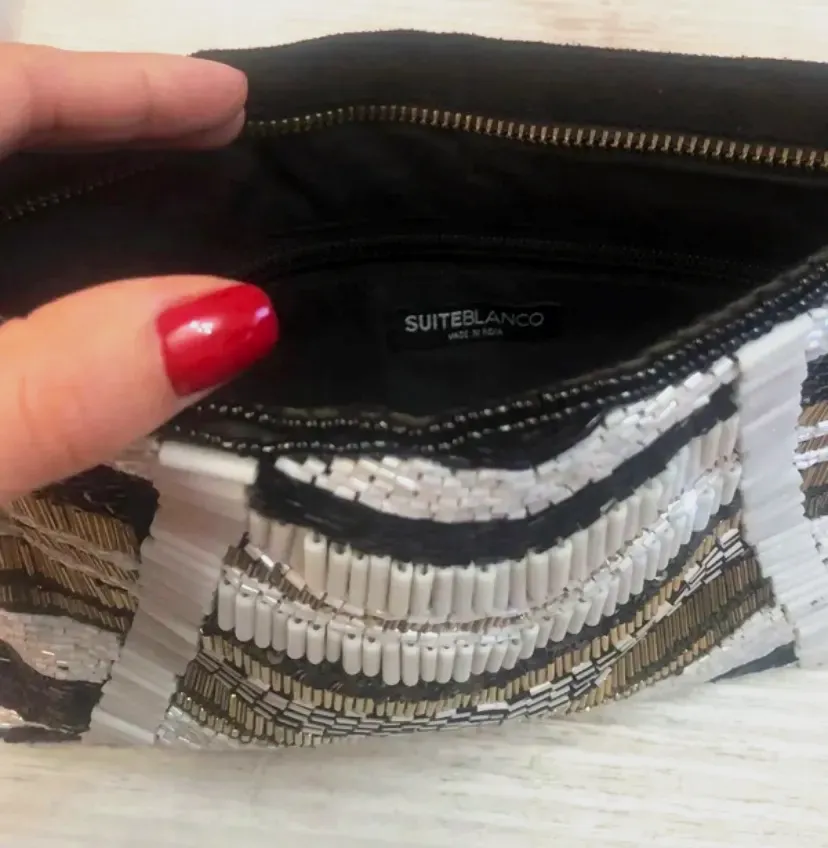 Pochette clutch motifs géométriques noir or – bon – noir or – taille Taille unique 2