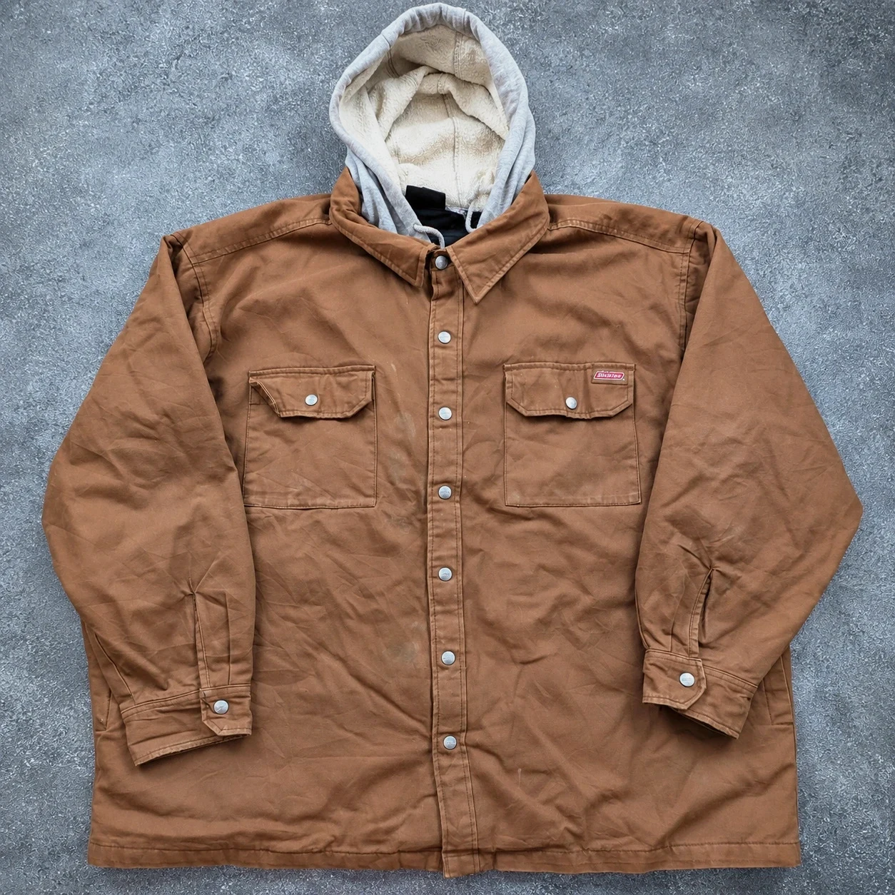 Dickies veste workwear vintage marron canvas doublée capuche XXL oversize