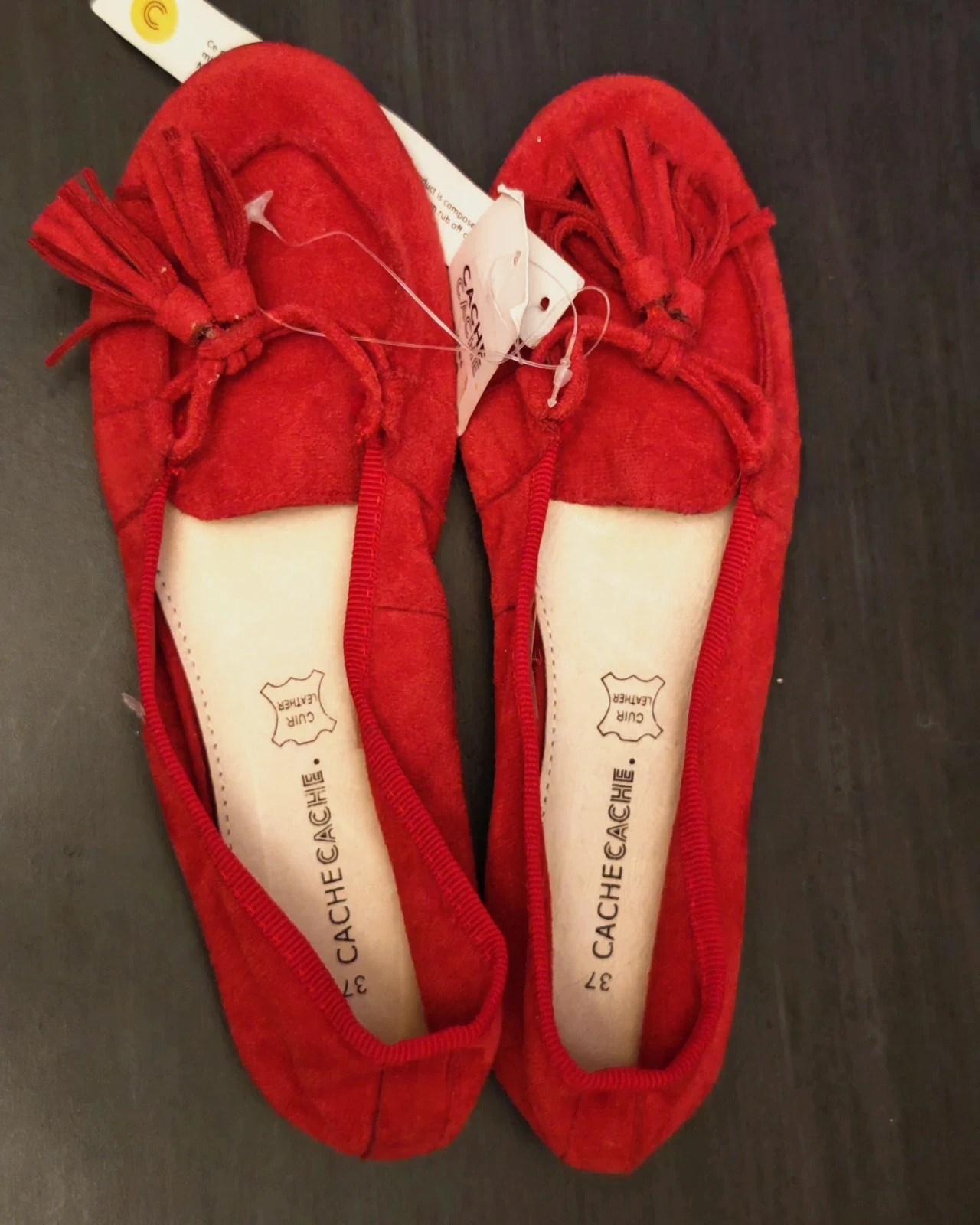 Ballerines Cache Cache rouges en cuir – Taille 37