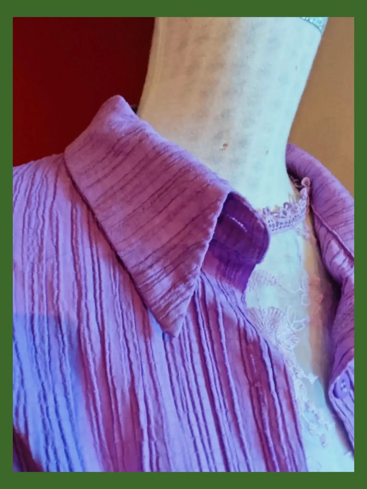 🌺 Elegante traje de sobrecamisa y pantalón lila tela efecto arrugadito – salants – taille M / 38 / 10 3