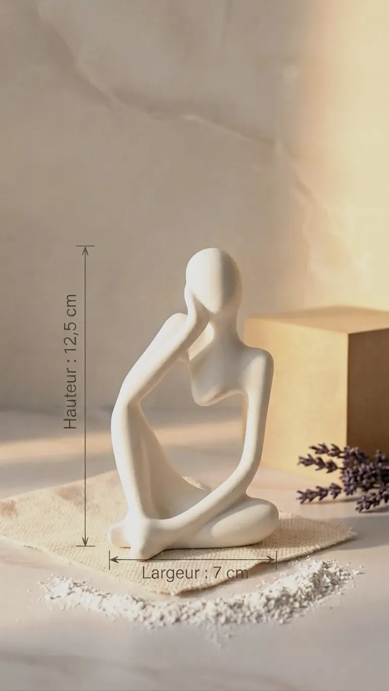 Statuette penseur moderne en résine blanche – Atelier des minots 2