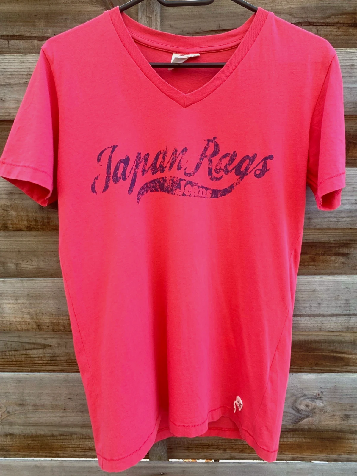 T-shirt Japan Rags rose corail logo – Taille S – 100 % coton