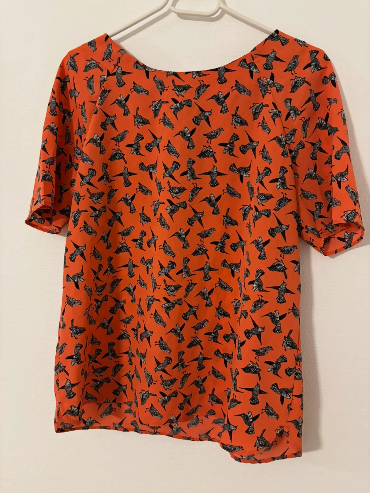 Tunique orange imprimé oiseaux – Camaïeu – taille M / 38 / 10