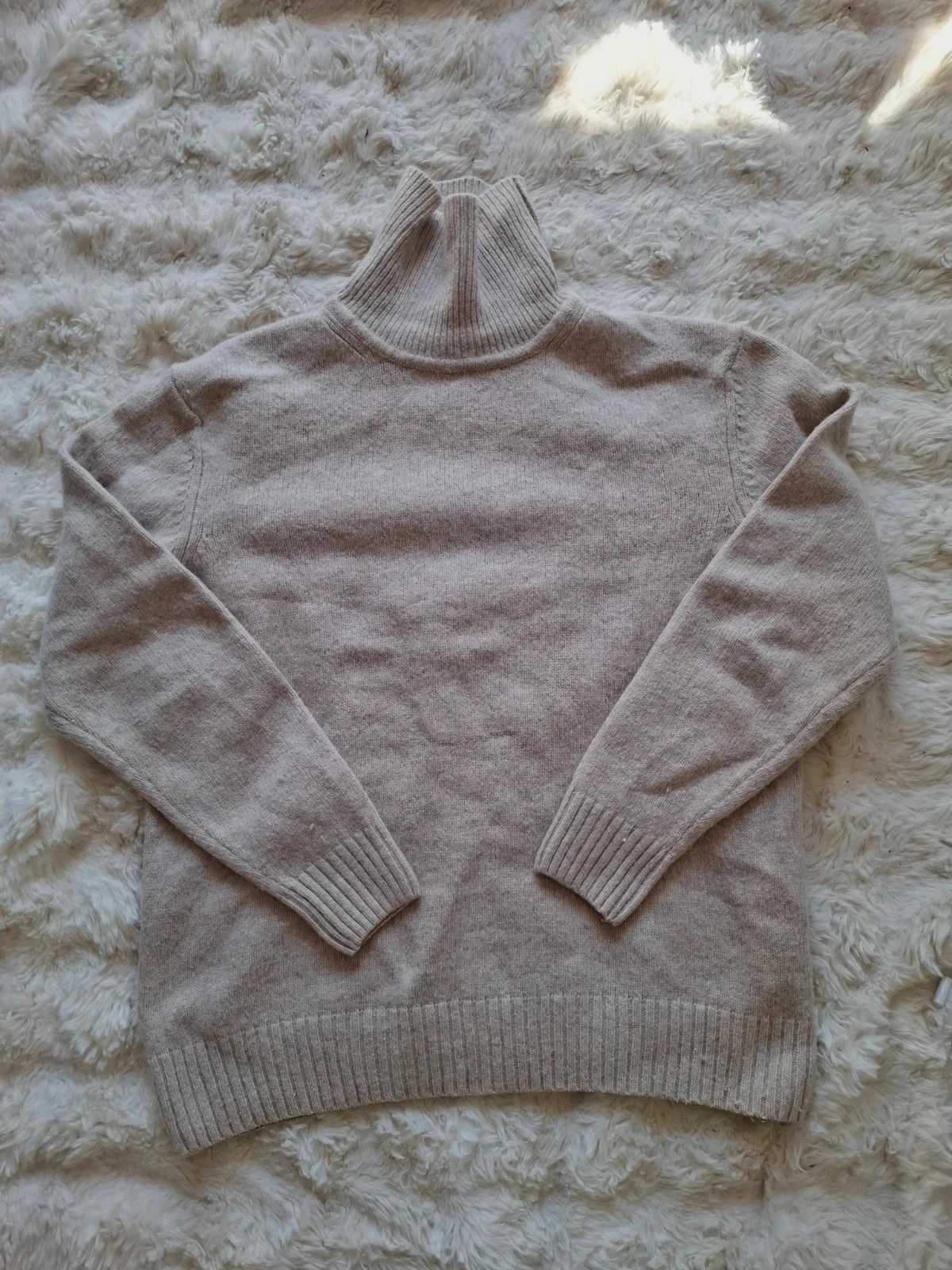 Pull col roulé beige chiné 70% laine oversize Zara taille XL