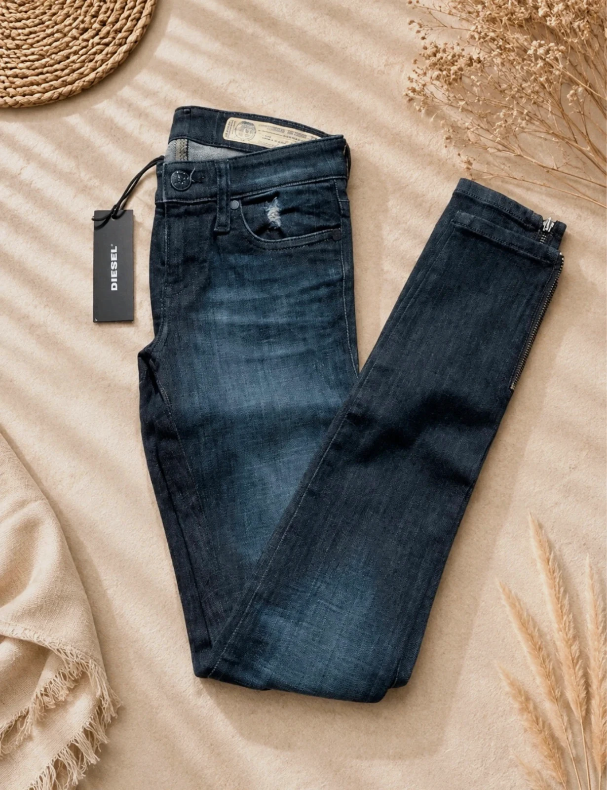 Diesel Jean Femme Sleenker-X Slim Skinny W23 L32 Bleu Denim Neuf Étiquette