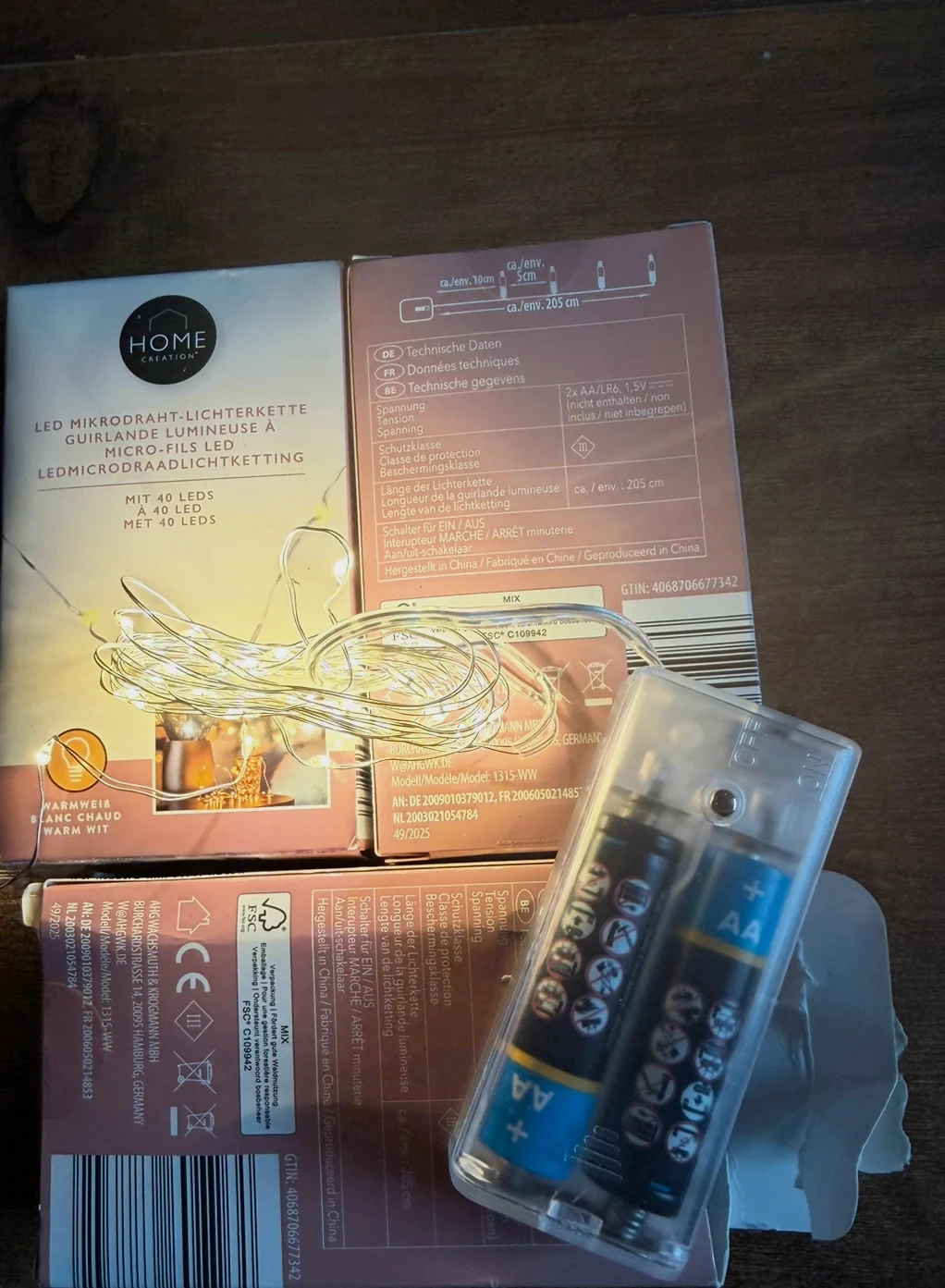 Lot de 3 guirlandes LED micro-fil – Blanc chaud