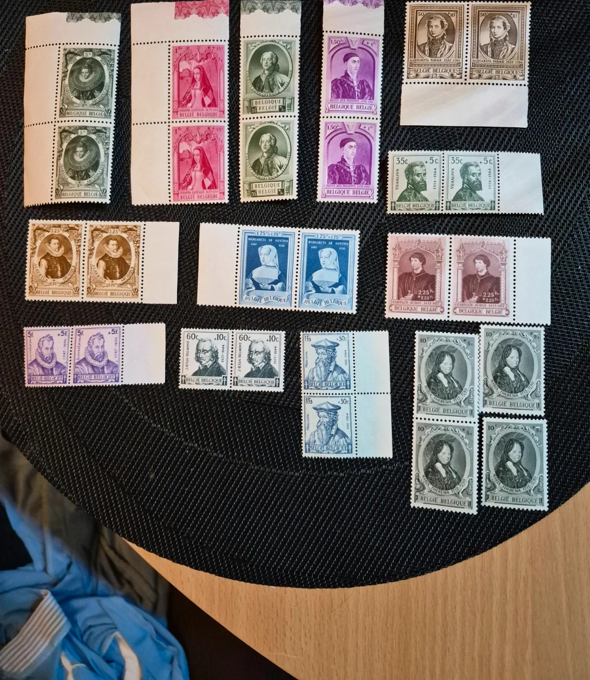 Lot timbres belges anciens années 1930-50 personnages historiques paires et blocs neuf