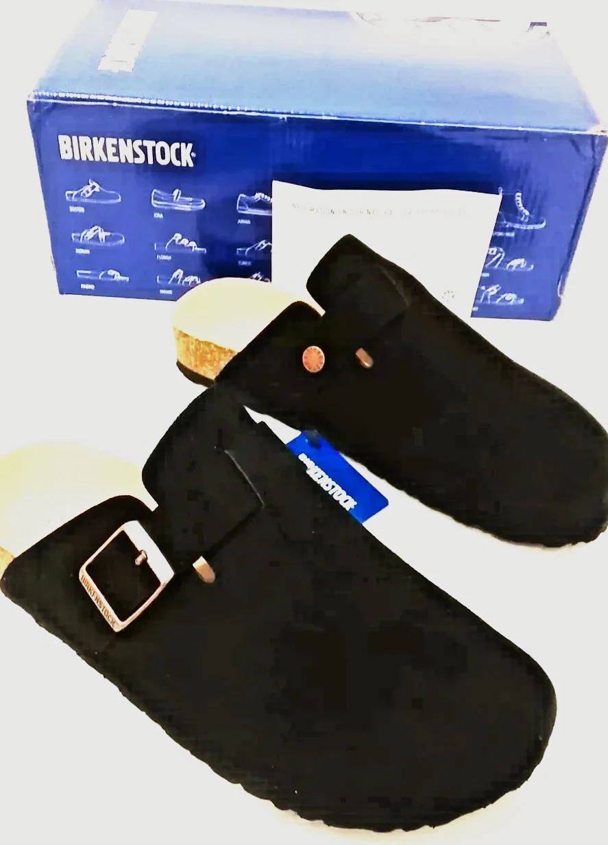 Birkenstock Boston Black Suede Clogs