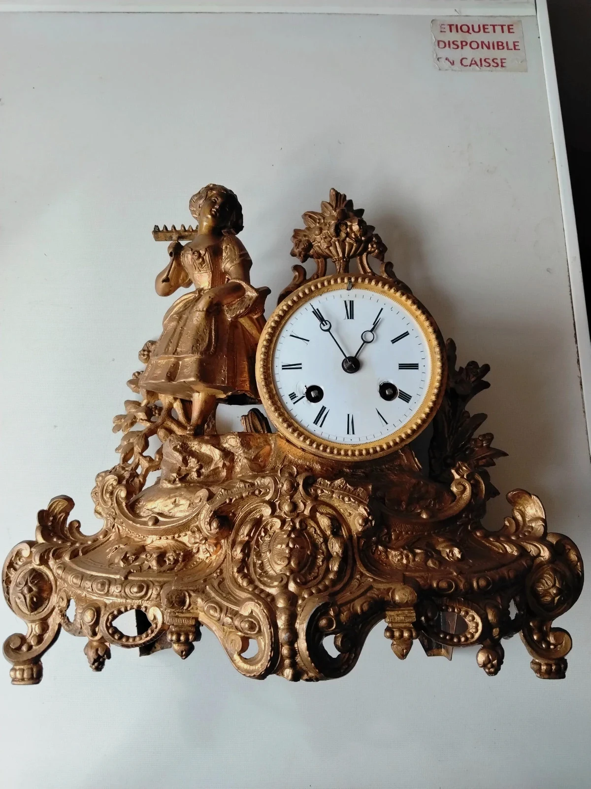 Pendule de cheminée vintage antique style Louis XV