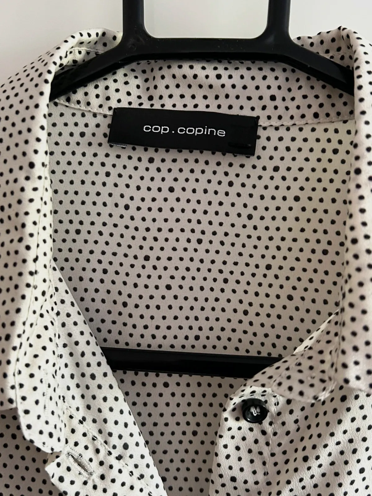 Blouse Cop Copine T36 satinée fluide chic tendance blanc cassé noir – Cop Copine – taille S / 36 / 8 5