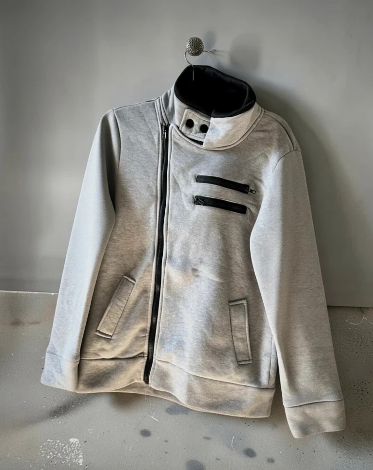 Gilet zippé asymétrique techwear gris homme y2k cyberpunk