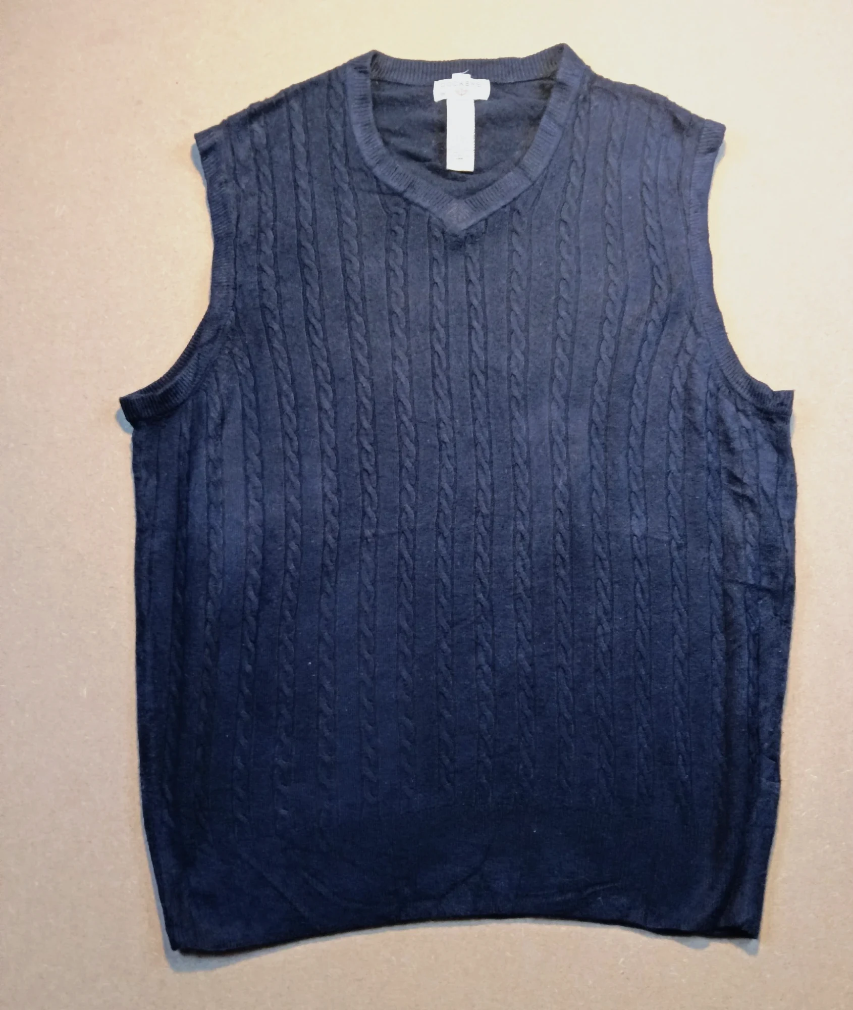 Pull Dockers sans manches torsadé bleu marine