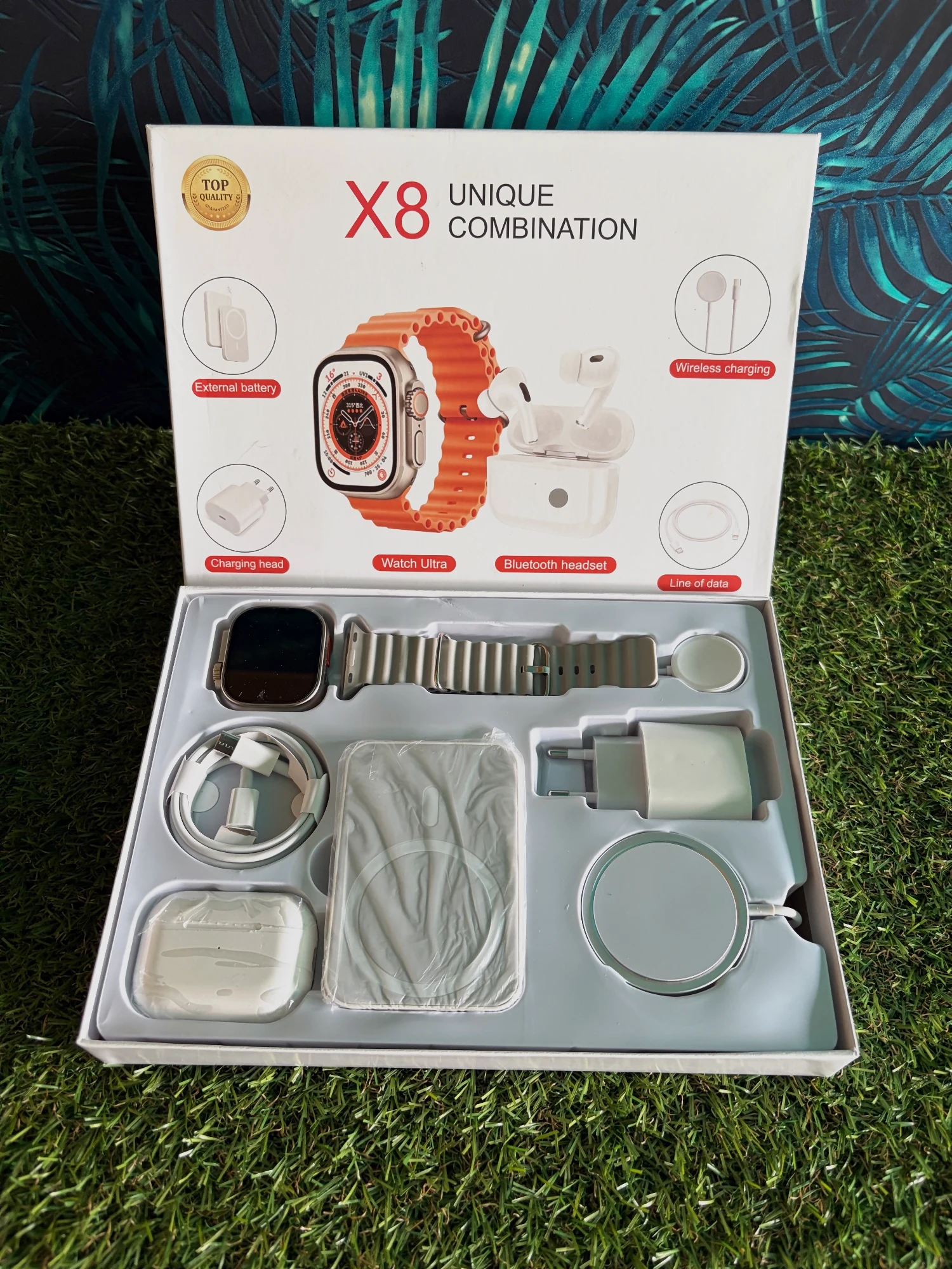 Coffret Montre Connectée X8 avec Écouteurs et Accessoires