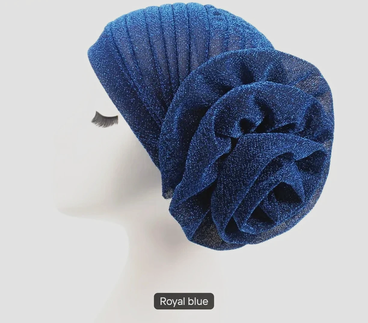 Glitter Flower Turban Hat Royal blue – Kojic clear – taille Taille unique