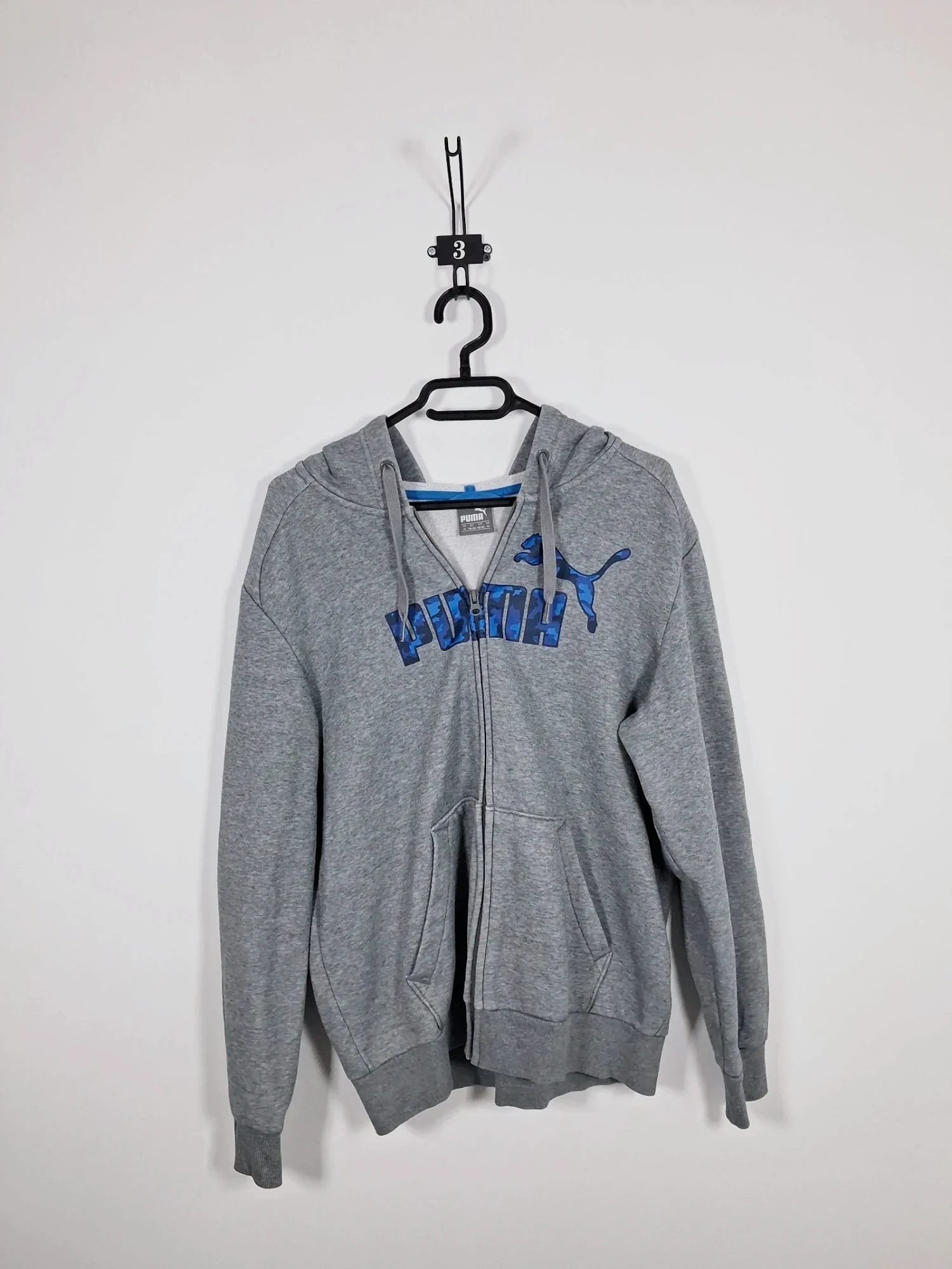 Veste Zippée à Capuche Puma Taille 48/50 neuve Sweat Gris Chiné Logo Camouflage 