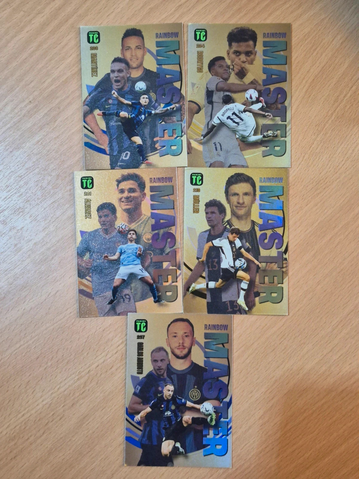 Lot de 5 cartes panini top class rainbow master