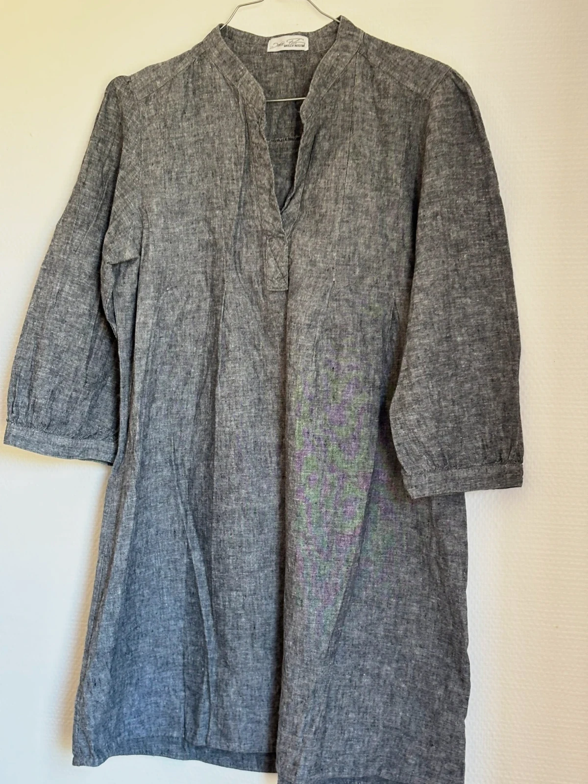 Robe en lin gris manches 3/4 – david filo milenium – taille XXL / 44 / 16