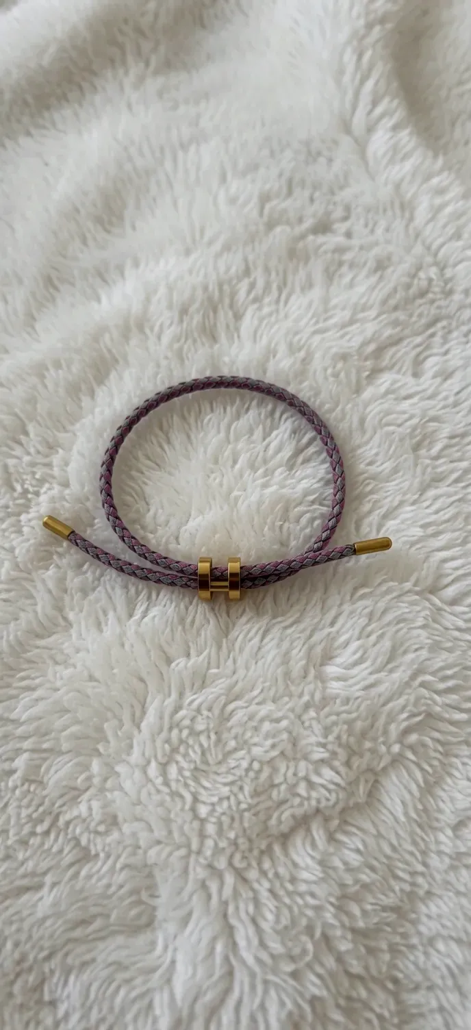 Bracelet Hermes tressé cuir violet dorure – Hermes – violet – taille Taille unique 4