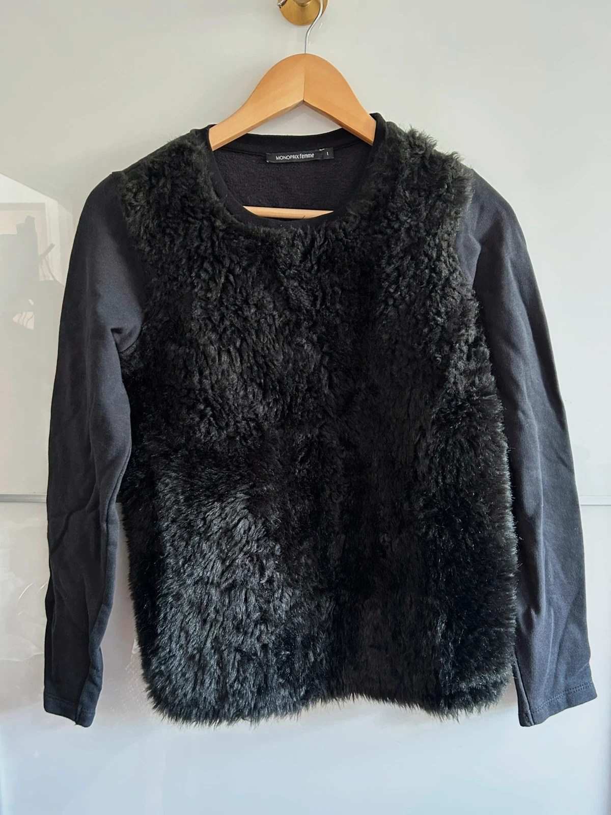 Pull Monoprix Taille 36 noir bi-matière