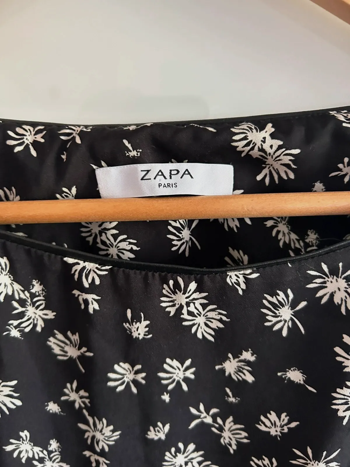 Robe Zapa Paris taille 38 noire fluide col façon cuir chic – ZAPA – taille M / 38 / 10 5
