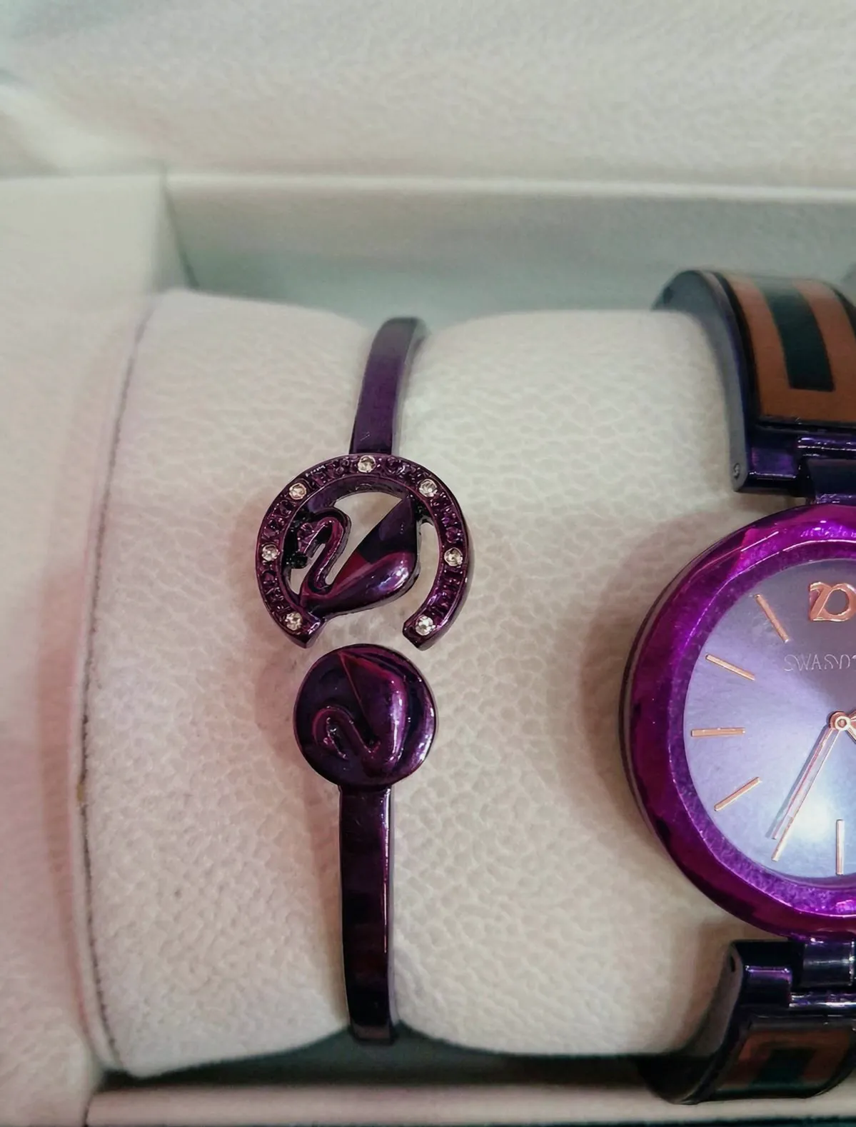 Bracelet cuir violet strass – Swarovski – violet 3