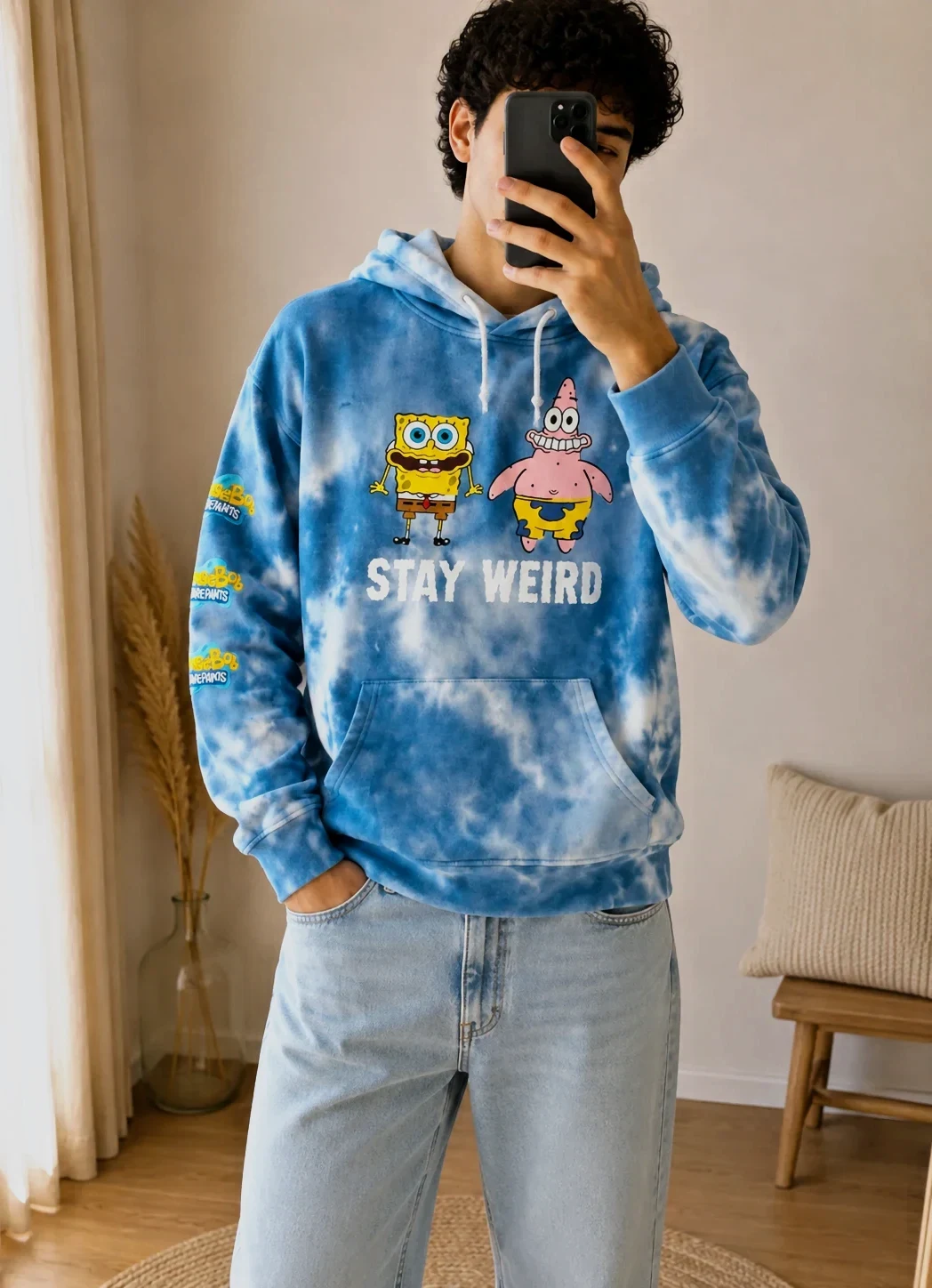 Sweat à capuche bob l'éponge et Patrick taille M 