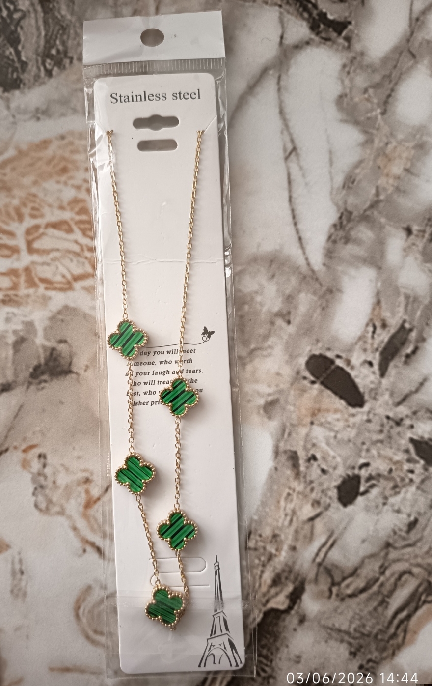 Collier chaîne doré motifs trèfles verts – Sans – taille Taille unique 4